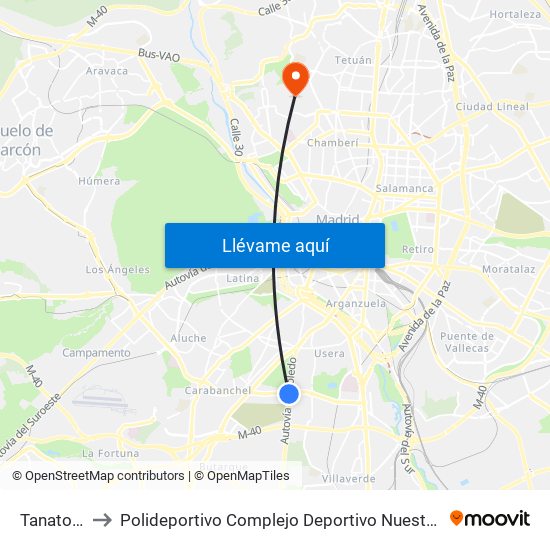 Tanatorio Sur to Polideportivo Complejo Deportivo Nuestra Señora De La Almudena map