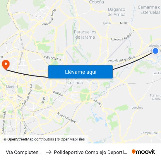 Vía Complutense - Pintor Picasso to Polideportivo Complejo Deportivo Nuestra Señora De La Almudena map