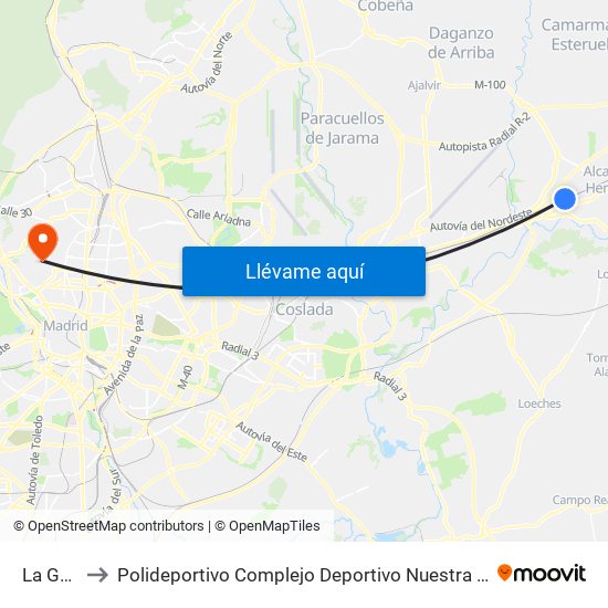 La Garena to Polideportivo Complejo Deportivo Nuestra Señora De La Almudena map
