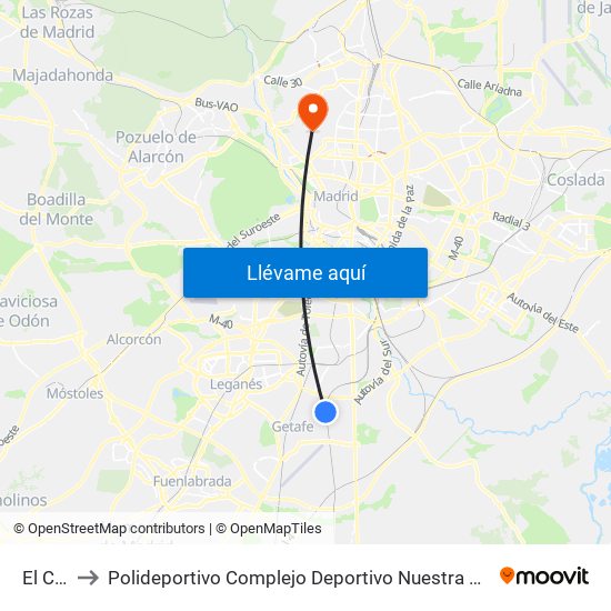El Casar to Polideportivo Complejo Deportivo Nuestra Señora De La Almudena map