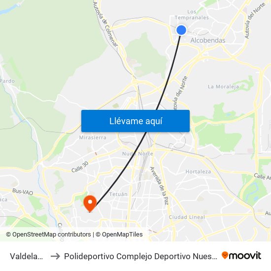 Valdelasfuentes to Polideportivo Complejo Deportivo Nuestra Señora De La Almudena map