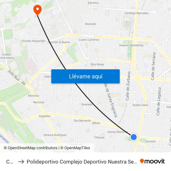 Colón to Polideportivo Complejo Deportivo Nuestra Señora De La Almudena map