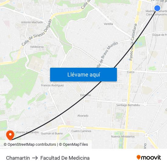 Chamartín to Facultad De Medicina map