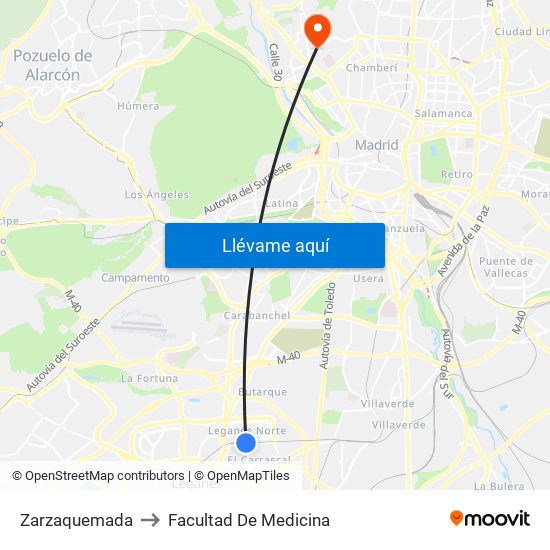Zarzaquemada to Facultad De Medicina map