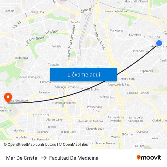 Mar De Cristal to Facultad De Medicina map