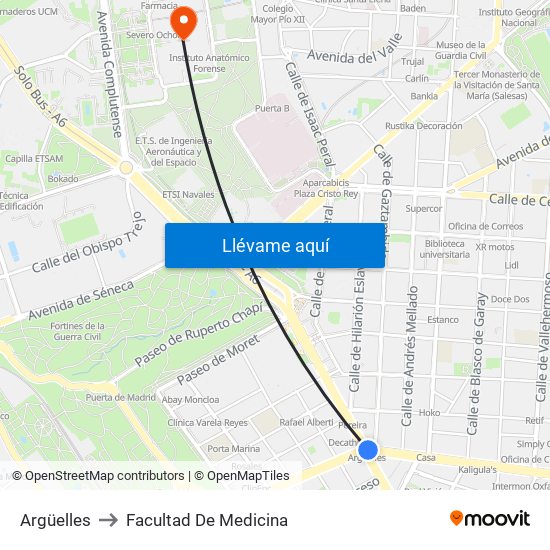 Argüelles to Facultad De Medicina map