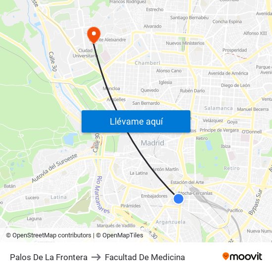 Palos De La Frontera to Facultad De Medicina map