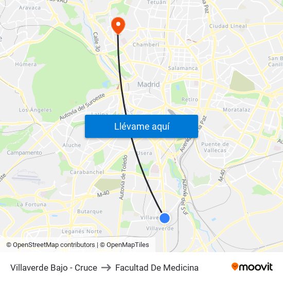 Villaverde Bajo - Cruce to Facultad De Medicina map