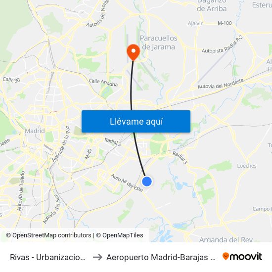 Rivas - Urbanizaciones to Aeropuerto Madrid-Barajas T4s map