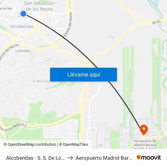 Alcobendas - S. S. De Los Reyes to Aeropuerto Madrid-Barajas T4s map