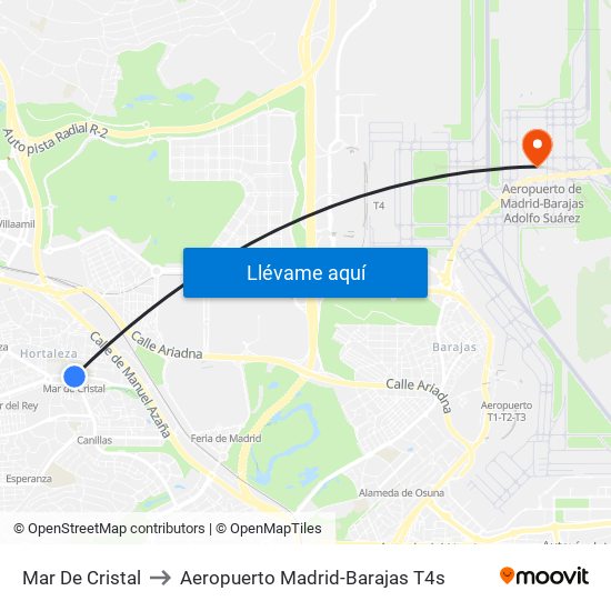 Mar De Cristal to Aeropuerto Madrid-Barajas T4s map