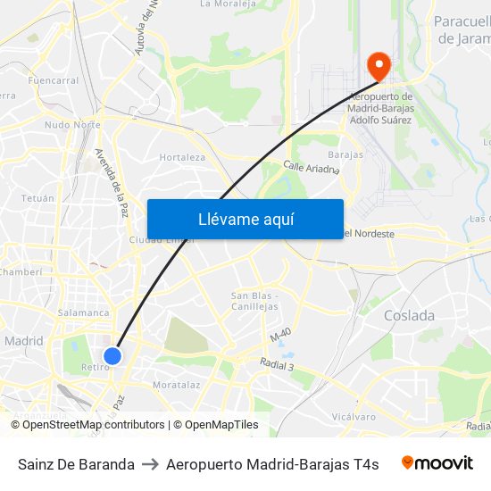 Sainz De Baranda to Aeropuerto Madrid-Barajas T4s map