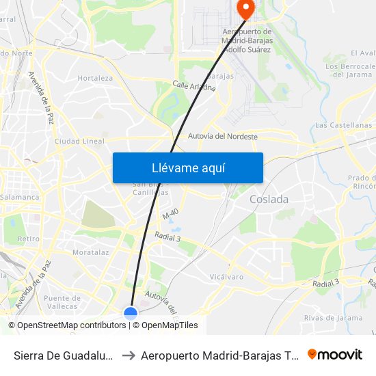 Sierra De Guadalupe to Aeropuerto Madrid-Barajas T4s map