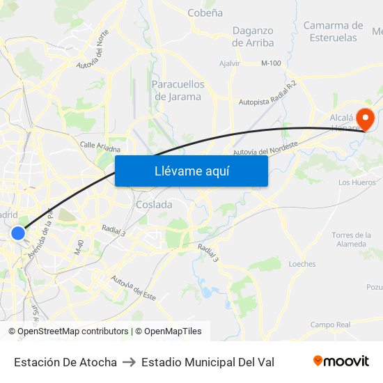 Estación De Atocha to Estadio Municipal Del Val map