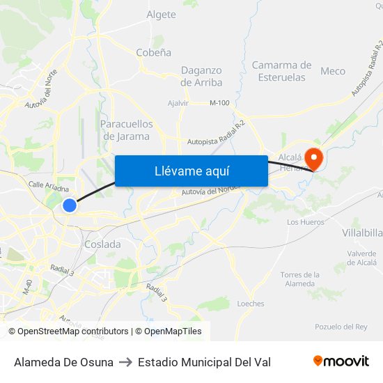 Alameda De Osuna to Estadio Municipal Del Val map
