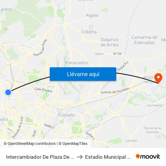 Intercambiador De Plaza De Castilla to Estadio Municipal Del Val map