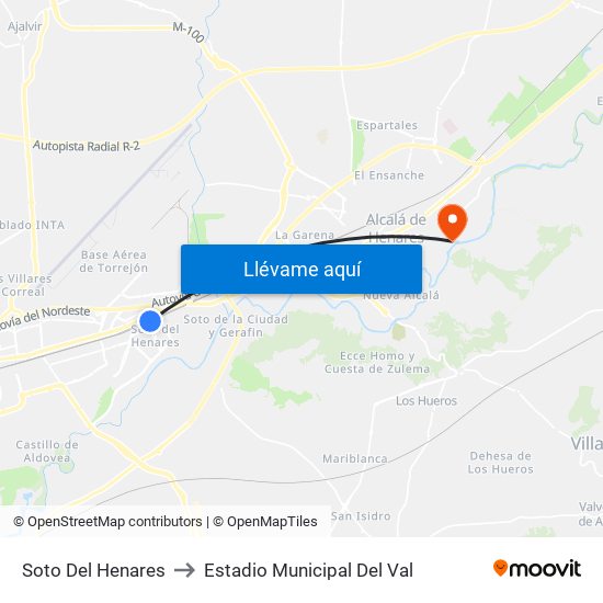 Soto Del Henares to Estadio Municipal Del Val map