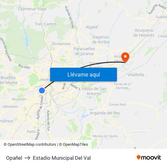 Opañel to Estadio Municipal Del Val map