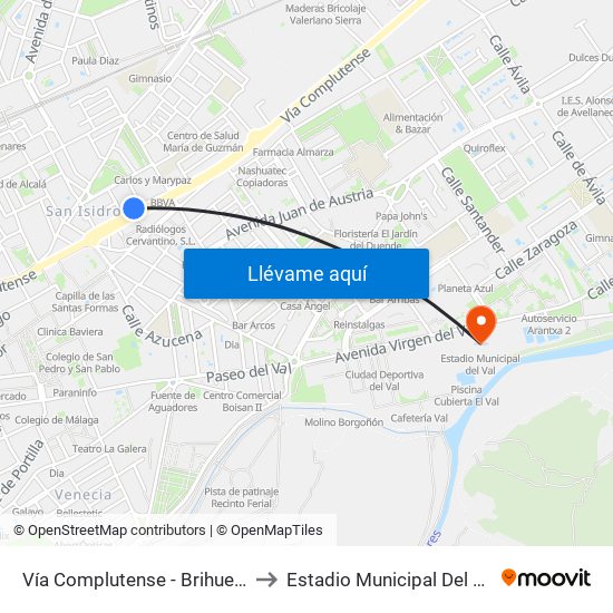 Vía Complutense - Brihuega to Estadio Municipal Del Val map