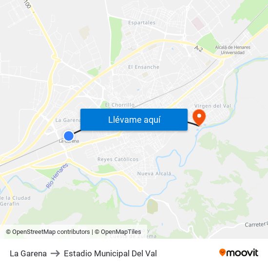 La Garena to Estadio Municipal Del Val map