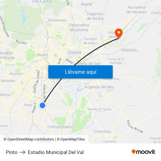 Pinto to Estadio Municipal Del Val map