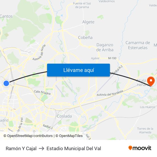 Ramón Y Cajal to Estadio Municipal Del Val map