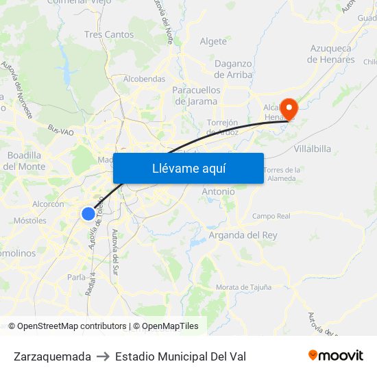Zarzaquemada to Estadio Municipal Del Val map