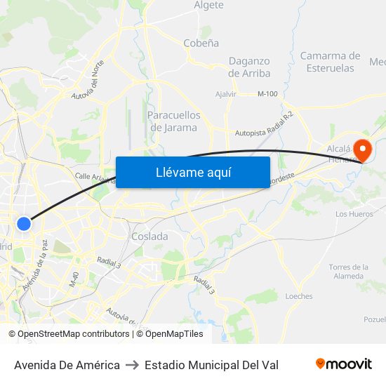 Avenida De América to Estadio Municipal Del Val map