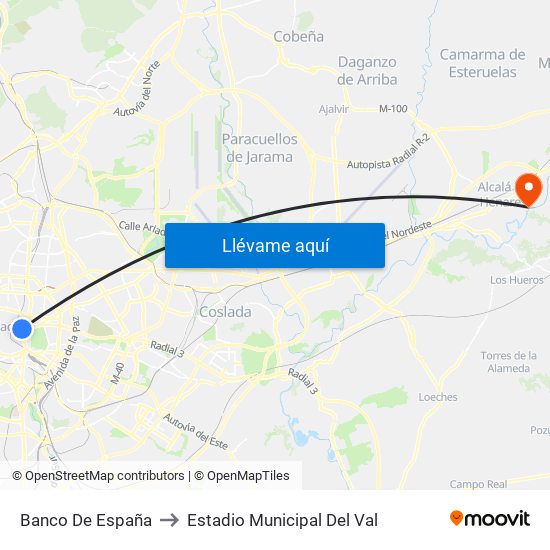 Banco De España to Estadio Municipal Del Val map