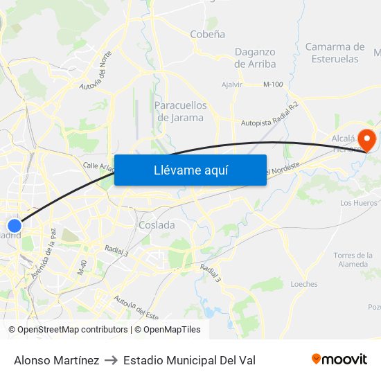 Alonso Martínez to Estadio Municipal Del Val map