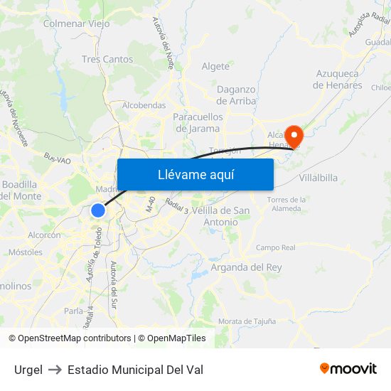 Urgel to Estadio Municipal Del Val map