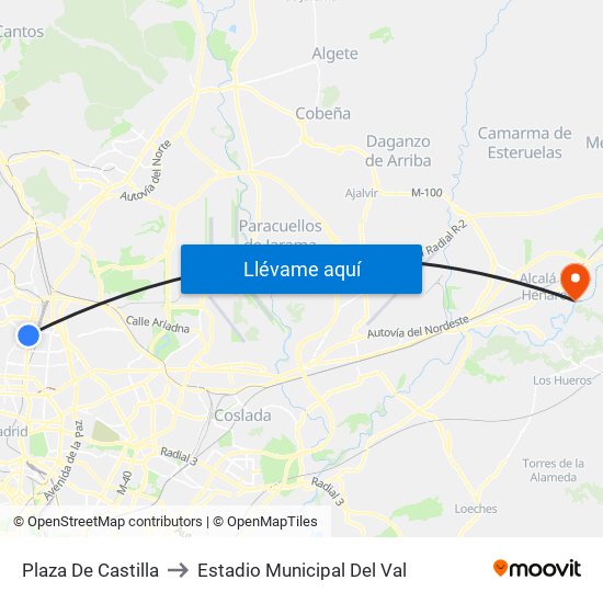 Plaza De Castilla to Estadio Municipal Del Val map