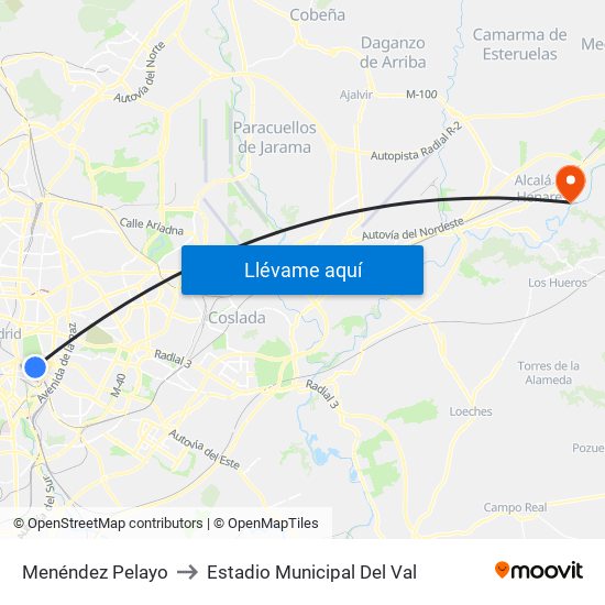 Menéndez Pelayo to Estadio Municipal Del Val map