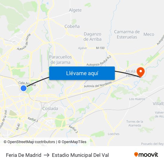 Feria De Madrid to Estadio Municipal Del Val map