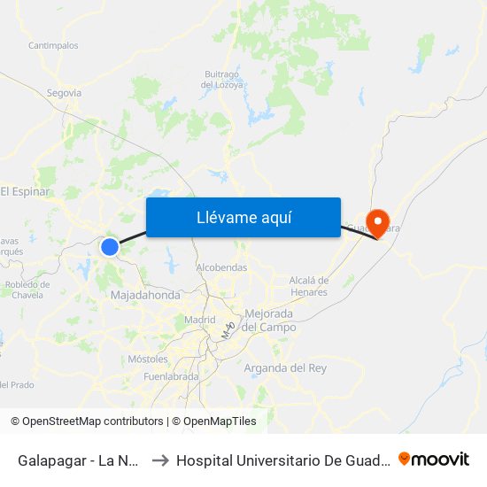 Galapagar - La Navata to Hospital Universitario De Guadalajara map