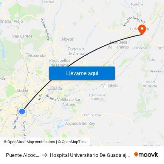 Puente Alcocer to Hospital Universitario De Guadalajara map