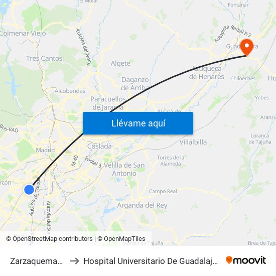 Zarzaquemada to Hospital Universitario De Guadalajara map