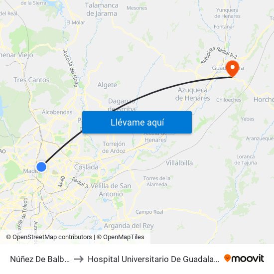 Núñez De Balboa to Hospital Universitario De Guadalajara map