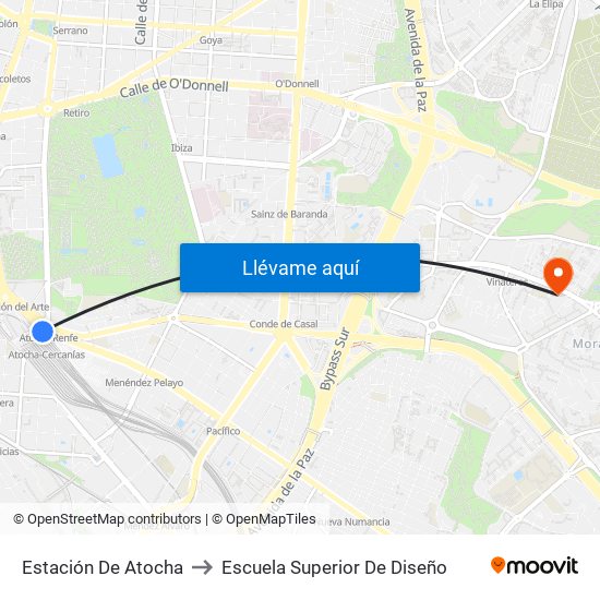 Estación De Atocha to Escuela Superior De Diseño map