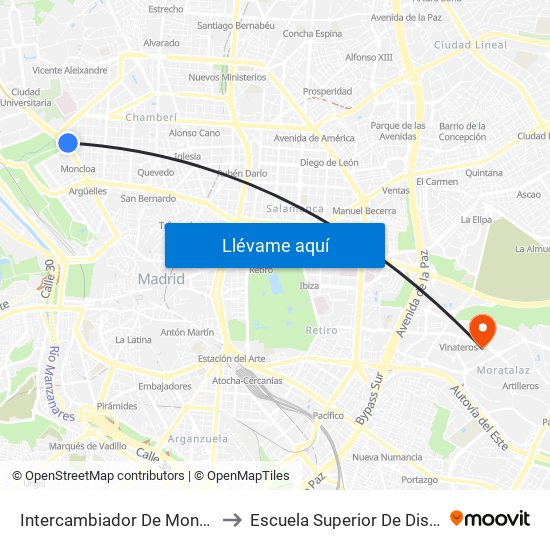 Intercambiador De Moncloa to Escuela Superior De Diseño map