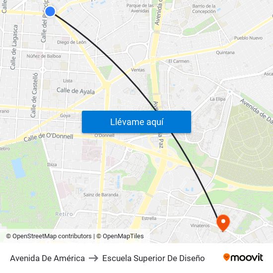 Avenida De América to Escuela Superior De Diseño map