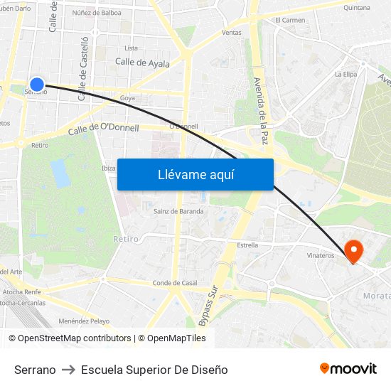 Serrano to Escuela Superior De Diseño map
