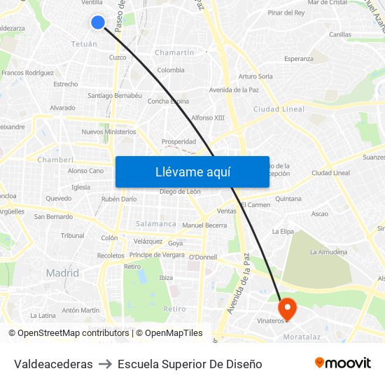 Valdeacederas to Escuela Superior De Diseño map