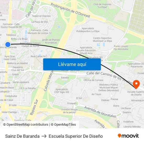 Sainz De Baranda to Escuela Superior De Diseño map