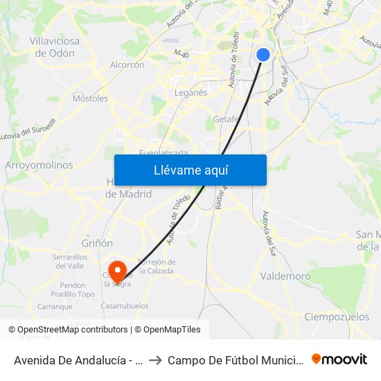 Avenida De Andalucía - Centro Comercial to Campo De Fútbol Municipal Federico Núñez map