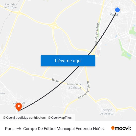 Parla to Campo De Fútbol Municipal Federico Núñez map