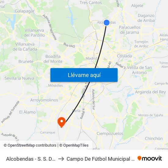 Alcobendas - S. S. De Los Reyes to Campo De Fútbol Municipal Federico Núñez map
