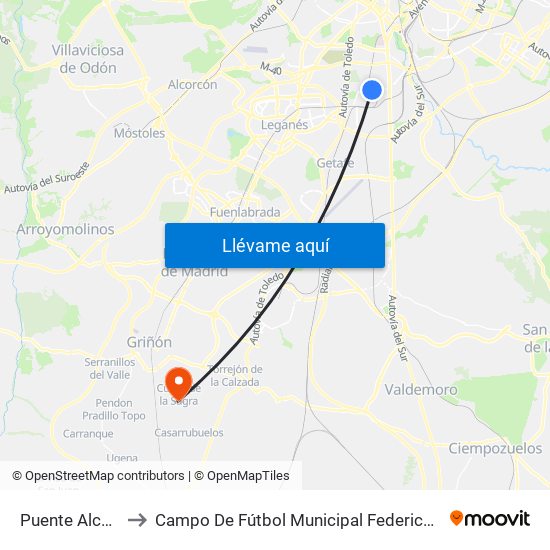Puente Alcocer to Campo De Fútbol Municipal Federico Núñez map