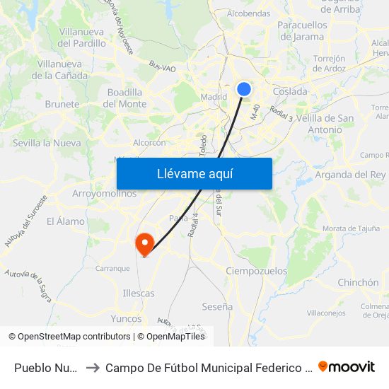 Pueblo Nuevo to Campo De Fútbol Municipal Federico Núñez map