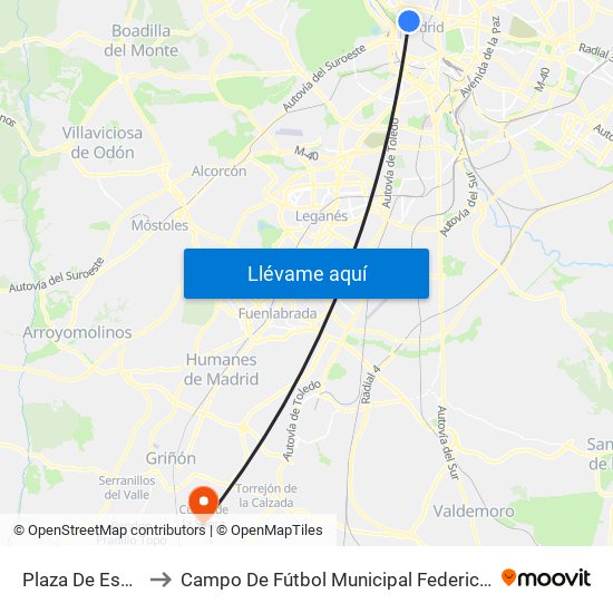 Plaza De España to Campo De Fútbol Municipal Federico Núñez map